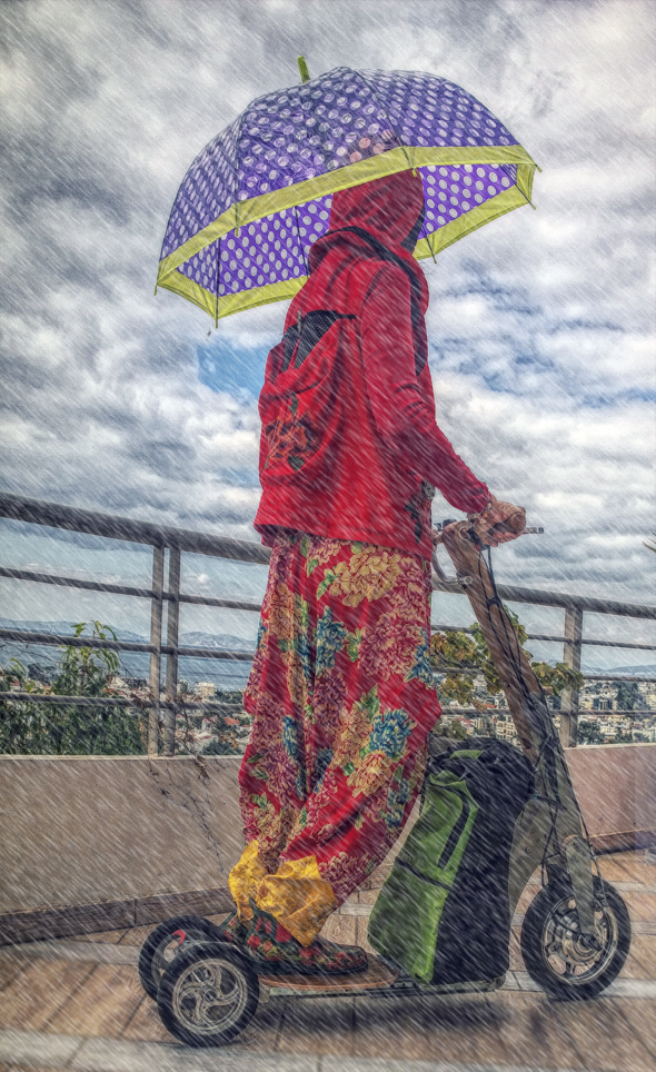 scooter in rain